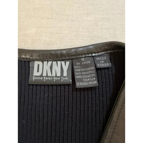 Vintage DKNY Donna Karan New York Leather Vest Mens Small Black